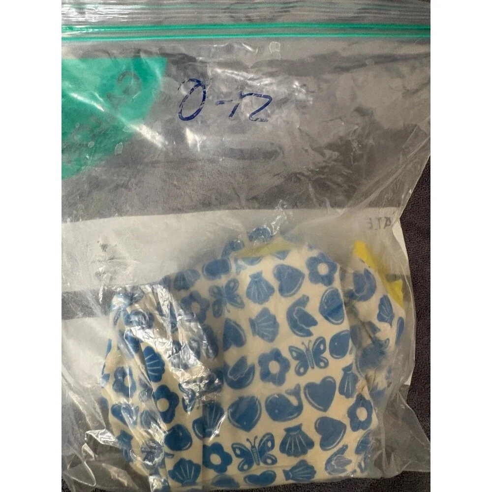 Mini Boden 6 7 years blue and white shell print swim bathing suit